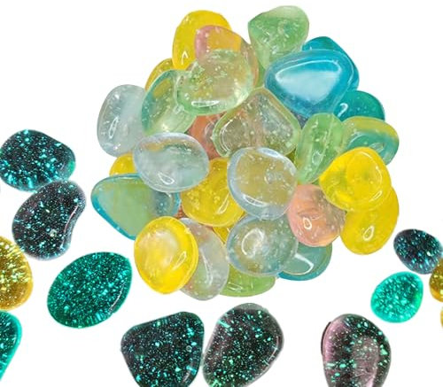 Yianyal Kies für Aquarien, Steine für Teich – leuchtende Kieselsteine für Außenbeleuchtung Teich Pool Rasen Becken Reptilien