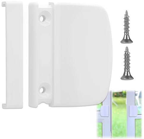 HAZMA 1 Set Maniglia Porta Finestra, Maniglia Per Portafinestra Per Un'Installazione Salvaspazio Tra Porta E Tapparella. Con Viti, Maniglia Porta Esterna Per Numerose Applicazioni(Bianca)
