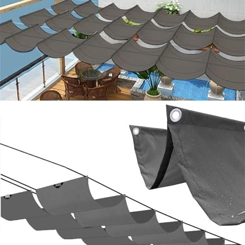 Sonnensegel Einziehbares,Verstellbar Sonnensegel Welle Aufrollbar Segeltuch Markise Wasserdicht Sonnenschutz UV-Schutz,Retractable Wave Sun Shade Sail (3x4m(BxL),Dunkelgrau)