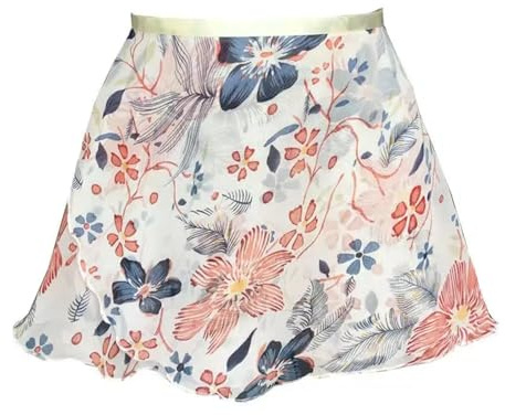 Ballettröcke Mit Seitenschlitz Ballett Schürze Rock Erwachsene Chiffon Blume Praxis Trikot Tanzen Tragen Mädchen Blumen Druck Ballett Tutu Tanzen Kleid Für Mädchen Und Damen(Color-08,L Height145-170cm