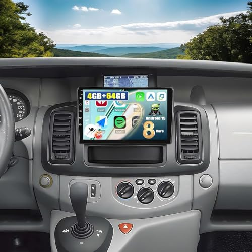 CAMECHO 8 Core 4+64G Android 15 Autoradio für Opel Vivaro A 87R/Renault Trafic II Nissan Primastar mit Carplay Android Auto Navi,Doppel Din Radio mit 10 Zoll Bildschirm,Bluetooth FM/RDS DSP