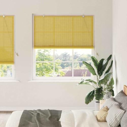 Store plissé en bambou - Jaune - 150 x 220 cm - Brise-vue - Protection solaire