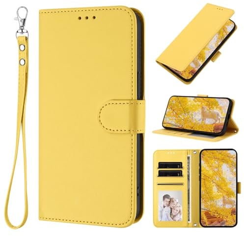 XINQCASE für iPhone 11 Hülle, PU Lederhülle Schutzhülle [Handyband] Klapphülle Tasche, Handyhülle Flip Case für iPhone 11, Gelb