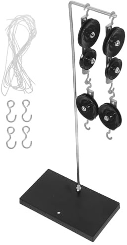 SOIMISS Flaschenzug Experimentierset Verzinkt mit 1 Fach 2 Fach Rollenblock Physik Bausatz für Grundschule Inkl Ständer und Seile Flaschenzugsystem zum Heben und Unterricht