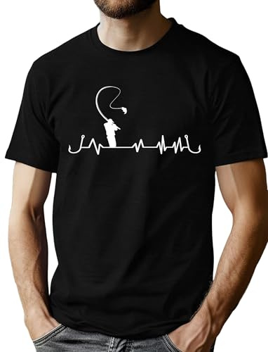 VVNTY Fiske t-shirt män fiskare hjärtslag skjorta man rolig fiskare tryck kortärmade toppar