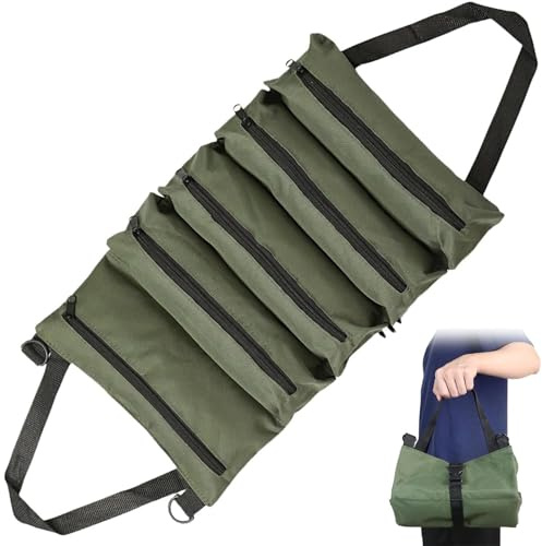 Tool Bag, Canvas Tool Bag for Professional and DIY Use, Tool Roll Organiser with Multiple Pockets, Medium Size Tool Bag Measuring 29 by 20 cm