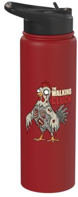 The Walking Cluck Zombie Chicken Funny Halloween Stainless Steel Insulated Water Bottle