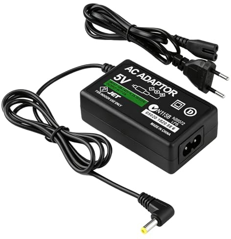 Cargador para Sony PSP 1000/2000/ 3000 Fuente de Alimentación 5V 2A AC | Cargador Adaptador de Corriente Portátil Compatible con PlayStation Portátil Consolas Cable de Carga Power Adapter para PSP