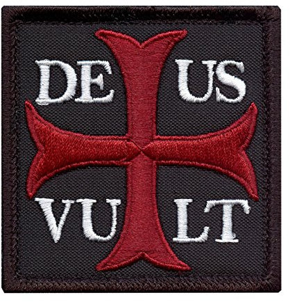 2AFTER1 Deus Vult God Wills It Crusader Knight Holy Cross Templar Crusaders Tactical Morale Touch Fastener Patch