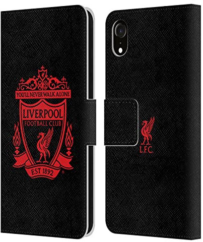 Head Case Designs Officially Licensed Liverpool Football Club Black 2 Crest 1 Leather Book Wallet Case Cover Compatible With Apple iPhone XR