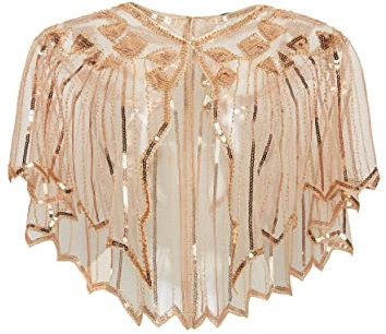 BABEYOND Damen Umschlagtücher Stola für Abendkleid 1920s Retro Schal Hochzeit Party Braut Schal Gatsby Kostüm Accessoires (Rose Gold)