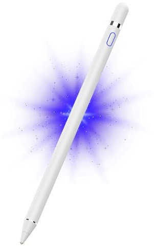 DOGAIN Active Digital Stylus Pen for Touchscreen, Stylus Pencil for Apple iPad mini/Pro/Air, Samsung, iPhone, Android and Most Phone & Tablet, 1.5mm Fine Point Rechargeable Pens - White