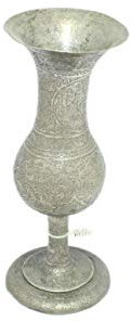 Rajasthan gems Antike, alte Blumenvase, legiert, massives Silber, Handgravur, Blumenarbeit