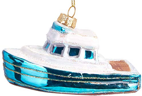 BRUBAKER Boot - Handbemalte Weihnachtskugel aus Glas - Mundgeblasener Christbaumschmuck Figuren lustig Deko Anhänger Baumkugel - ca. 10.5 cm