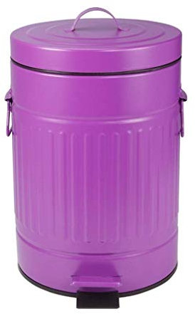 WYRKYP 7 Liter Mülleimer, Retro-Stil Haushalt Wohnzimmer Treteimer Orange/Lila Kreative Badezimmer Recycling Mülleimer Leicht Zu Reinigen Indoor/Outdoor Mülleimer,Lila,7L