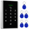Door Access Control Keypad, 125KHz Proximity ID Card Access Control System, Support 1000 Users Door Access Control, Stand-Alone Keypad + 5PCS Keychains for Entry Access Controller Gate Opener