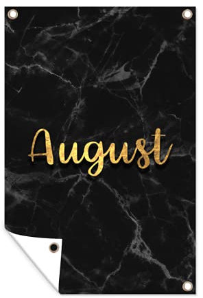 Outdoor-Poster Poster Wanddeko draußen Deko Garten Gartenposter 40x60 cm Kalender - August - Gold - Marmor