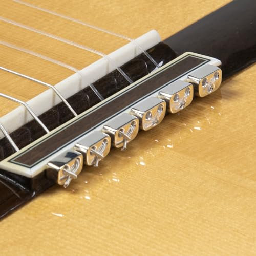 Silberne Alba Guitar Beads aus Metall für Klassische, Flamenco- und Akustik Gitarren mit Nylonsaiten