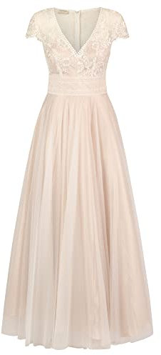 ApartFashion Damen Hochzeitskleid Kleid, Creme, 40 EU