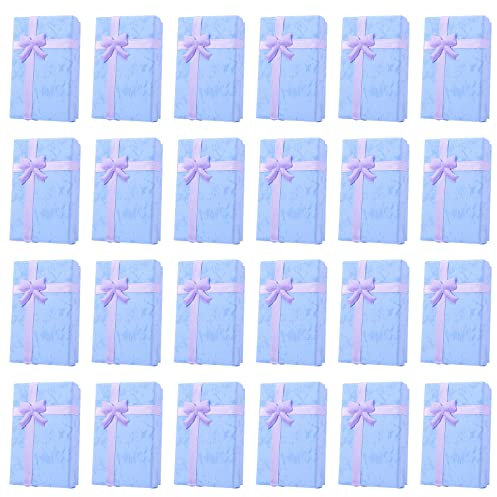 24er Pack Schmuck Geschenkbox,Rechteckige Pappschachtel Set,Papier Geschenkverpackungen Schachteln mit Schleife und Schaumstoff,Karton Geschenkschachtel für Jahrestage Hochzeiten Feste Geburtstage