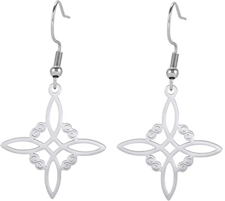 Hexe Knoten Ohrringe für Frauen Edelstahl Immer Einfache Keltische Knoten Wiccan Symbol Tropfen Ohrringe Witchcraft Schmuck für Jugendliche (Silber 2)