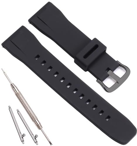 24mm Silikon-Schnellverschluss-Uhrenarmband, kompatibel mit Casio PRG-650Y PRG-600 PRW6600, Herren-Gummiarmband, Ersatz für Pro Trek PRG-650Y (black buckle)