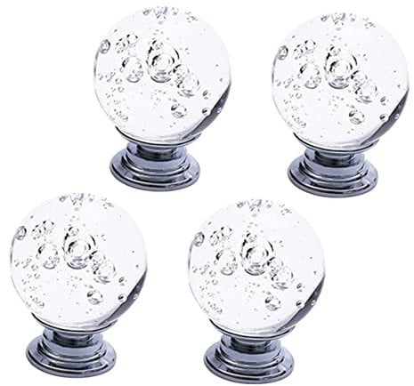 DOITOOL 4pcs Bubble Crystal Handle Closet Door Knobs Glass Drawer Knobs Dressers for Closet Kitchen Cabinet Knobs Vintage Glass Door Knobs Dresser Pulls Knobs Round Door Handles Door Knobs