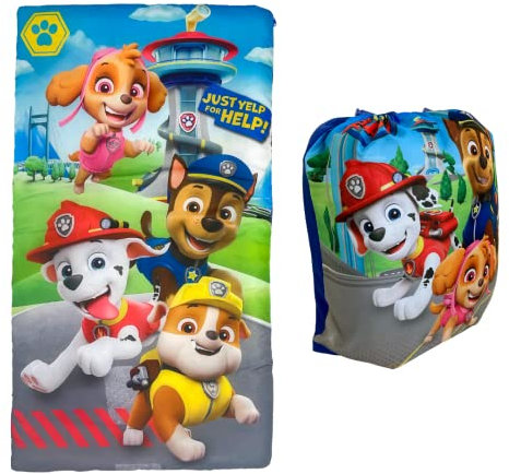 Franco Jungen Kids Soft Lightweight 2 Piece Sleeping/Slumber and Sling Bag Set 2-teiliges Schlaf-/Holzsack-und Schultertaschen, Paw Patrol, 46(L) X 26(W)