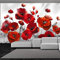 Fototapete Blumen Mohn Seidentapete Wandbild Tapete Moderne Wanddeko Design Wanddeko Wohnzimmer Schlafzimmer Büro Flur Rot Grau-200cm×140cm