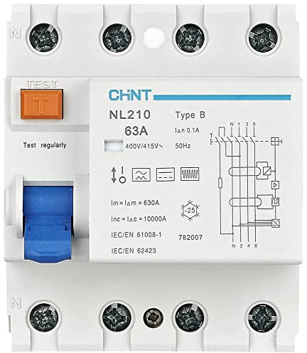 Chint 782005 NL210 3PN 25A 100mA B 10kA FI-Schutzschalter B/10 kA 3polig 25 A 0.1 A 415 V