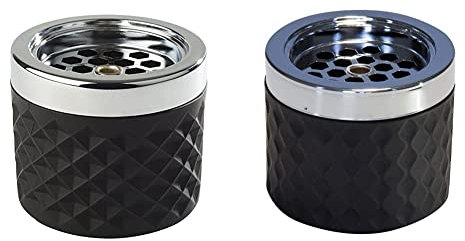 APS Windaschenbecher/Sturmaschenbecher aus verchromtem Metall, Ø 9,5 cm, 8 cm Höhe, schwarz & Windaschenbecher, Ascher Aschenbecher, aus verchromtem Metall, Ø 9,5 cm, 8 cm Höhe, schwarz, klein