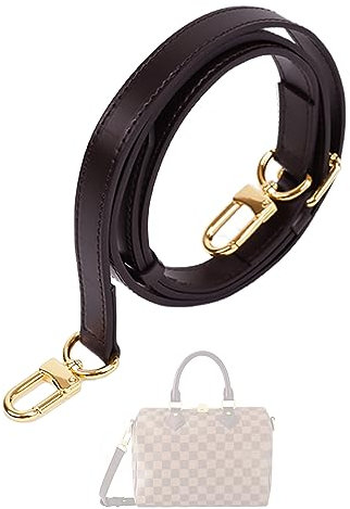 DGAZ Vachetta-Leder Schulterriemen, Ersatz Taschengurt für Speedy mit Geschenkbox und D Ringe, Handgefertigt Lederschultergurt, Einstellbare Länge 90–120cm (Glossy Brown, Breite1,5cm)