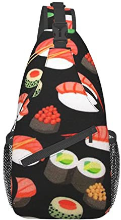 Lsjuee Japanische Sushi-Garnelen-Unisex-beiläufige diagonale Brusttasche, Mehrzweck-Umhängetasche, Reise-Wander-Tagesrucksack