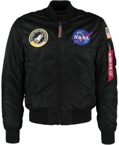 Alpha Industries Herren MA-1 VF NASA Bomberjacke, Black/Lilac, M