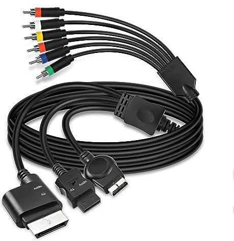 XMSJSIY El componente Ps2 Ps3 RCA av HDTV cable es compatible con Xbox 360 / Wii RCA YPbPr audio and Video Adapter cable Converter a HDTV edtv 3 en 1-1,8m