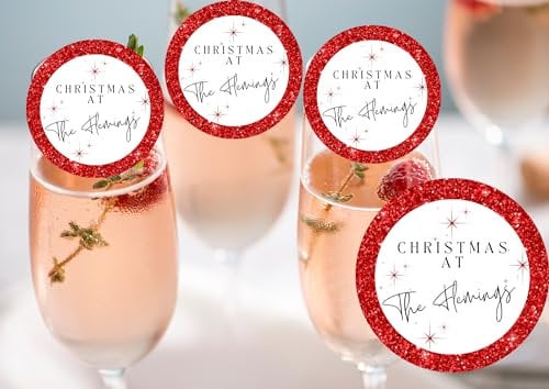 20 x 4.5cm edible Christmas champagne prosecco flute drink toppers uncut personalised 2