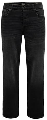 Only & Sons Herren Male Locker Geschnitten Onsfade Mittlere Taille Jeans, Washed Black, 29W / 32L EU