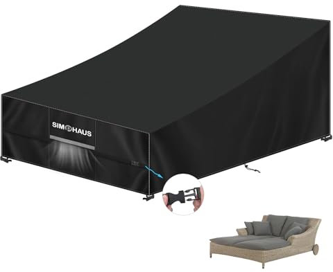 SIMPHAUS Housse Protection Chaise Longue Exterieur Housse pour Chaise Longue de Jardin Imperméable Housse de Protection Transat, Bain de Soleil Extérieur Anti-UV Tissu Oxford 420D 205x130x40/90cm