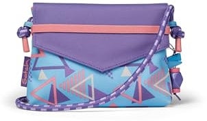 Satch Clutch kleine Umhängetasche Schminktasche mit Kordelzug und Spiegel für Teenager 80s Dance - Hellblau