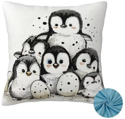 Kissenbezug 30x30cm, Sofa Kissen Niedlich DekoKissen, Herbst Zierkissenbezüge, Kissenhülle Doppelseitig, Weicher Kuschelkissen, Couch Kissen Pinguin Cushion Cover, Auto Zimmer Deko Wohnzimmer -OZ138