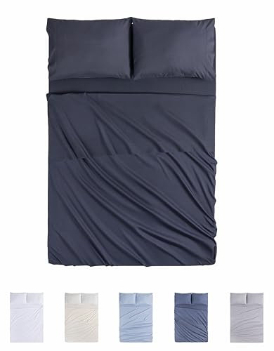 Todocama Juego de Sábanas de 4 Piezas - 4002 - Sábana Bajera Ajustable - Encimera - Dos Fundas de Almohada de 50x80cm (Cama 135x190/200 cm, Gris Oscuro)
