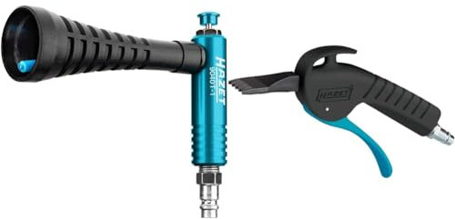 HAZET Turbo Druckluftpistole 9040T-1, Verwirbelungsdüse erzeugt starken Luftimpuls & Druckluftpistole 9040P-5 | breite Flachdüse zur Flächenreinigung