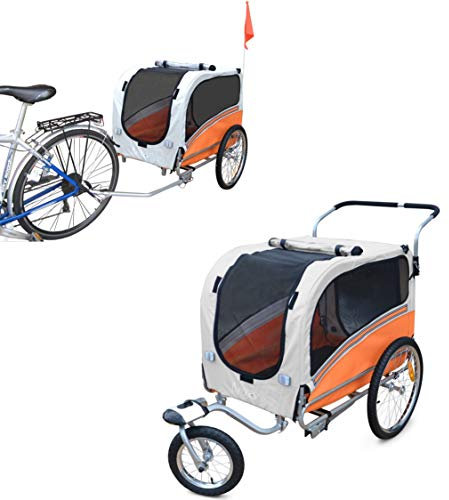 POLIRONESHOP ARGO Rimorchio carrello carrellino per bici passeggino trasporto cani (Arancio L)
