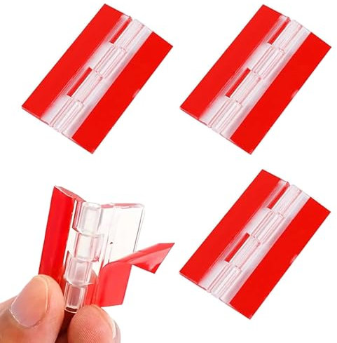 NaYiissi Lot de 4 charnières autocollantes en acrylique transparent, charnières pliantes en plastique transparent, charnières de piano continues pour travaux manuels, armoire, présentoir, 65 x 40 mm