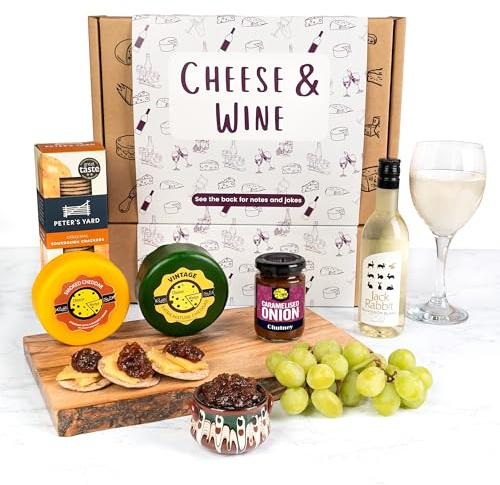 Cheese, White Wine, Crackers and Chutney Gift Set | Cheese & Wine Gift Hamper (White Wine & Cheese Gift Box)