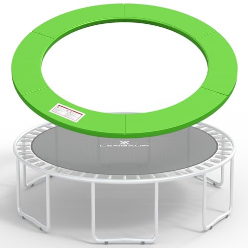LANGXUN Universelles Trampolin-Ersatz-Sicherheitspolster, 3 m, 3,6 m, 4,3 m, 4,6 m, 4,8 m, 4,9 m, wasserdichte Einfassung, Federschaumabdeckung für runden Rahmen, Grün, 2,4 m