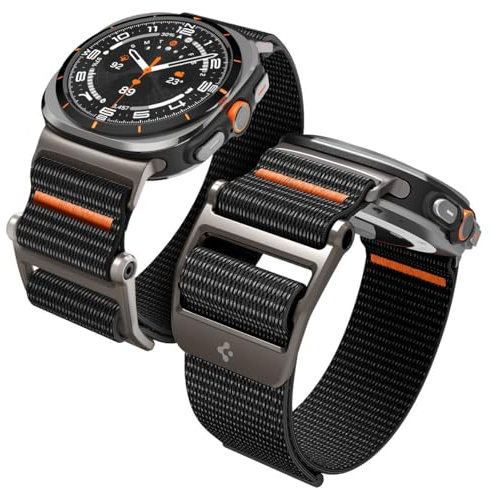 Spigen Dura Pro Flex Armband Kompatibel mit Samsung Galaxy Watch Ultra 47mm (2024, 2025) - Schwarz