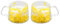 LeKuni - Juego de 2 tazas de doble pared con flores secas, 200 ml de vidrio de doble pared, tazas de café expreso de cristal transparente para capuchino, espresso y lata, té, color amarillo