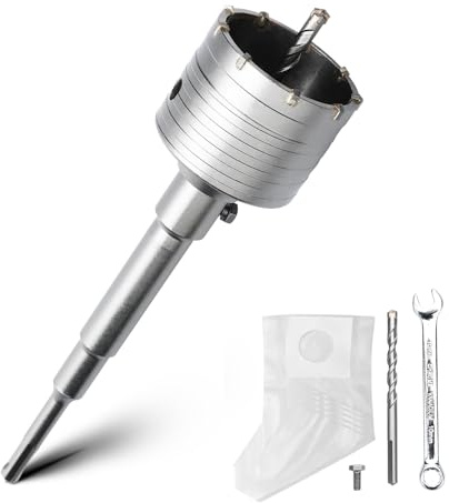 Juego de coronas perforadoras de 76MM con adaptador SDS plus de 220mm y broca centradora de 8x110mm, corona perforadora para enchufes para mampostería y hormigón