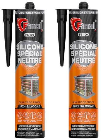 FINAL Silikon Neutral Grau – Allwetter-Dichtstoff für Bad, Küche, Fliesen, Fugen & Wohnmobile – UV- & witterungsbeständig – starke Haftung – 2 x 310ml Made in Germany
